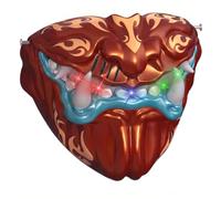 AwnsIMfreien Masque d'Halloween, masque changeur de voix samouraï avec bouche mobile et effets LED - moitié diable pour cosplay et mascarades, rouge