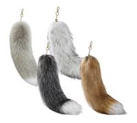 AwnsIMfreien Paquet de 4 Fausses queues de Renard, Porte-clés en Queue Fourrure Moelleuse 16 Pouces et Clip sur la Queue pour Cosplay, Halloween, décor Charme Sac et Sac à Dos, queues Renard