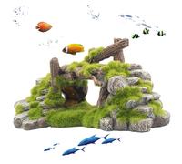 AwnsIMfreien Petit décor d'aquarium, Pont moussu Naturel et cachette en Pierre pour Poissons et crevettes, décorations d'aquarium pour améliorer Le Paysage du réservoir, décorations