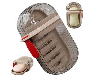 AwnsIMfreien Porte-Savon de Voyage, étui à Savon de Voyage, récipient en Plastique étanche avec bac d'égouttage et Couvercle, Support Barre shampoing Portable pour Salle Bain, conteneur