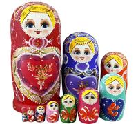 AwnsIMfreien Poupée Matryoshka, poupées gigognes 1 Ensemble (10 pièces) modèle de Fille poupée Matriochka en Bois coloré poupées gigognes Russes empilant des Jouets pour Les Enfants