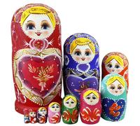 AwnsIMfreien Poupées gigognes 1 Ensemble (10 pièces) poupée Matryoshka à Motif Fille en Bois coloré poupées gigognes Russes Jouets empilables pour Enfants, décoration de la Maison, pour Enfants