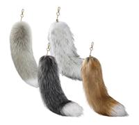 AwnsIMfreien Queue de Fourrure, Paquet de 4 Fausses queues Renard, Porte-clés Queue Fourrure Moelleuse 16 Pouces et Clip pour Cosplay, Halloween, décor Charme Sac et Sac à Dos, Therian