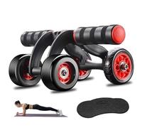 AwnsIMfreien Roue d'exercice AB Roller, AB Roller Rebond Automatique Abs Trainer 4 Roues Roue Abdominale Robuste avec Tapis à Genoux Antidérapant Entraînement de Base à Faible Bruit