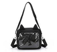 AwnsIMfreien Sac Ita à bandoulière avec un design d'oreille de chat mignon, sac d'affichage à épingles pour objets de collection Anime, sacs Ita capacité noirs, bandoulière