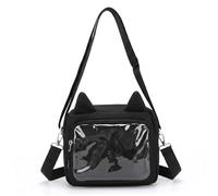AwnsIMfreien Sac Ita à bandoulière avec un design d'oreille de chat mignon, sac d'affichage à épingles pour objets de collection Anime, sacs Ita capacité noirs, bandoulière
