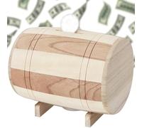 AwnsIMfreien Tirelire, Tirelire en Bois, Forme de tonneau de vin avec Support, boîte d'économie d'argent pour Enfants et Adultes, en Bois
