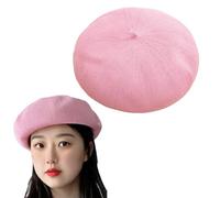 AWOCAN Béret pour femme - Chapeau de soleil d'été respirant - Couleur unie - Doux, rose, L/XL