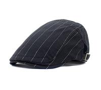 AWOCAN Casquette Newsboy en Coton pour Homme - Plate, Béret d'Été, Chapeau Gatsby - Réglable et Respirant - À Visière, Style 1 - Noir, Taille Unique