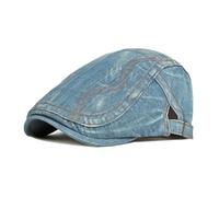 AWOCAN Casquette plate en denim délavé pour homme - Casquette réglable pour le tir et la conduite - Chapeau plat irlandais - Béret d'été, Style 4 - Bleu, 5