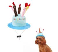 AWOCAN Chapeau d'anniversaire pour animal de compagnie comme un gâteau d'anniversaire, réglable, mignon et réutilisable avec bougies colorées pour chiens de petite, moyenne taille, chat, costume,