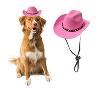 AWOCAN Chapeau de cowboy pour chien, chat et animal domestique, mini chapeau de cowboy pour chiens, chats, vacances, Halloween, décoration de fête pour animaux domestiques (rose, taille L)