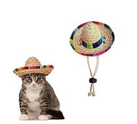 AWOCAN Chapeau de Paille Amusant Mexicain pour Animal de Compagnie, décoration de fête d'anniversaire pour Petits Animaux de Compagnie, Chiot, Chat