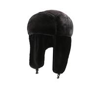 AWOCAN Chapeau d'hiver unisexe en fausse fourrure douce et chaude avec rabats d'oreille pour patinage sur glace et activités de plein air, Noir , Taille unique