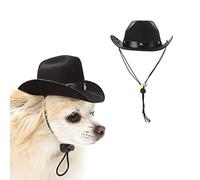 AWOCAN Costume de cowboy pour animal de compagnie - Chapeau de costumade pour chien et chat - Décoration de fête (noir)