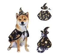 AWOCAN Costume d'Halloween pour chien et chat - Cape de sorcière - Chapeau de sorcière - Costume pour chats et chiens de petite taille - Taille M