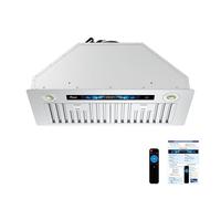 Awoco Hotte aspirante intégrée en acier inoxydable avec ventilateur d'échappement à 4 vitesses, voix, geste, tactile et télécommande, aération supérieure ronde de 15,2 cm, 800 CFM, lumières LED à