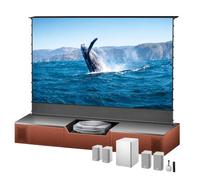 AWOL Aetherion Max projecteur Ultra Courte focale & écran de Projection ALR motorisé à déploiement Depuis Le Sol 120" & Meuble TV pour projecteur UST 120" & ThunderBeat 4.1.2 Système Audio