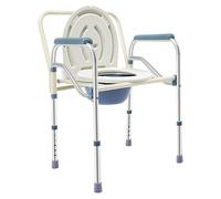 awolsrgiop Chaise percée pour personnes âgées, 150 kg, hauteur réglable de 65 à 75 cm, chaise de douche pliable et chaise de nuit avec bac de lit, chaise WC hygiénique avec accoudoirs et antidérapante