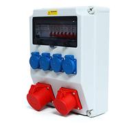 awolsrgiop Coffret Électrique de Chantier, avec Disjoncteur Différentiel 63A et Prises 16A/32A, Distribution Mural avec 4 Prises Schuko + 1 Prise 5P 16A + 1 Prise 5P 32A, pour Atelier et Extérieur