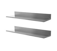 awolsrgiop Lot de 2 étagères murales en acier inoxydable - 76,2 x 21,8 cm - Étagère flottante en métal avec capacité de charge de 40 kg - Étagère en forme de L pour cuisine, salle de bain, salon