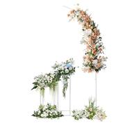 awolsrgiop Lot de 3 arches de mariage avec support pour arc et 2 supports rectangulaires, cadre décoratif en acier pour mariage, anniversaire, fête, blanc