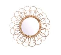 AWOME Miroir mural circulaire à suspendre en rotin avec tournesol - 40 cm
