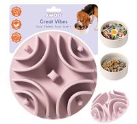 Awoo Great Vibes Mangeoire lente en silicone pour chien jusqu'à 12,7 cm - Antidérapante, compatible avec les aliments humides et secs avec ventouses - Prolonge le temps des repas pour les mangeurs