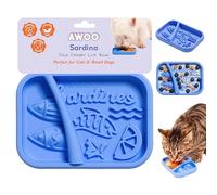 Awoo Sardina Tapis à lécher en silicone pour chien et chat + mangeoire lente avec ventouses - Antidérapant, passe au lave-vaisselle - Prolonge l'heure des repas pour les mangeurs rapides et réduit