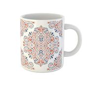 Awowee Tasse à café bleue et orange sur cachemire traditionnel turc indien 325 ml Tasse à thé en céramique Cadeau ou souvenir pour la famille, les amis, les collègues
