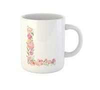 Awowee Tasse à café colorée en céramique avec monogramme lettre L - 325 ml - Cadeau idéal ou souvenir pour la famille, les amis, les collègues