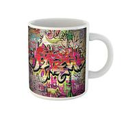 Awowee Tasse à café colorée Graffiti mural Graffiti urbain Graffitti Brique Graphitti 325 ml Tasse à thé en céramique Meilleur cadeau ou souvenir pour la famille, les amis, les collègues
