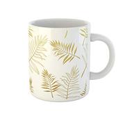 Awowee Tasse à café dorée à motif tropical feuilles de palmier, fleur géométrique dorée, 325 ml, tasse à thé en céramique, meilleur cadeau ou souvenir pour la famille, les amis, les collègues de