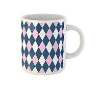 Awowee Tasse à café en céramique motif losanges dans une palette de rose bleu foncé, 325 ml, tasse à thé en céramique, meilleur cadeau ou souvenir pour la famille, les amis, les collègues de travail