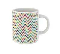 Awowee Tasse à café en céramique ondulée Motif vagues à chevrons Pérou Abstrait Toile de jute Couleur classique ondulée 325 ml Cadeau idéal ou souvenir pour la famille, les amis, les collègues de