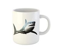 Awowee Tasse à café en céramique représentant un requin blanc nageant sur la mer - 325 ml - Cadeau idéal ou souvenir pour la famille, les amis, les collègues de travail