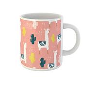 Awowee Tasse à café motif lama cactus et lama enfantin mignon alpaga 325 ml tasse à thé en céramique meilleur cadeau ou souvenir pour la famille, les amis, les collègues de travail