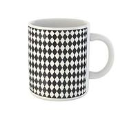 Awowee Tasse à café motif losange noir et blanc arlequin aztèque géométrique abstrait 325 ml tasse à thé en céramique meilleur cadeau ou souvenir pour la famille, les amis, les collègues