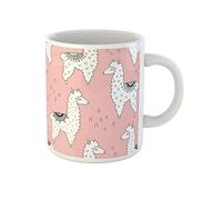 Awowee Tasse à café rose motif gribouillage alpaga lama animal mignon coudre bébé 325 ml tasse à thé en céramique meilleur cadeau ou souvenir pour la famille, les amis, les collègues de travail