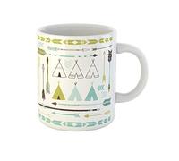 Awowee Tasse à café tribale tipi tentes et flèches Collection Hipster Native Doodle 325 ml Tasse à thé en céramique Cadeau ou souvenir pour la famille, les amis, les collègues