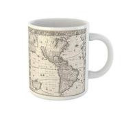 Awowee Tasse à café vintage 1626 Carte antique de l'Amérique du Nord et du Sud 325 ml Tasse à thé en céramique Meilleur cadeau ou souvenir pour la famille, les amis, les collègues de travail