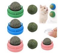 AWOXIHJ 3 pcs boules d'herbe à chat rotatives à 360 ° pour nettoyer les dents, lécher, mâcher, mâcher, jouet interactif rotatif pour chat, Jouet Herbe a Chat Boules à Lécher Comestibles