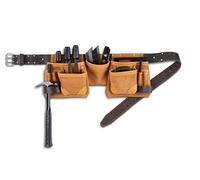 AWP Tablier à outils classique en cuir, fabriqué à partir de cuir pleine fleur, ceinture à outils de qualité supérieure avec boucle à rouleau à double griffe, convient aux tours de taille jusqu'à 127