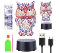 Awroutdoor Gift Girls 4, 5, 6, 7, 8, 9, 10 ans, peinture diamant artisanale, peinture de nuit, pour anniversaire d'enfant, cadeaux de Noël pour enfants (chouette colorée)