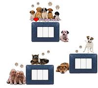 AWS Lot de 16 autocollants décoration interrupteurs 6 pièces chiots de chien plus 10 pattes prises chambre enfants mural mural stickers chien puppy