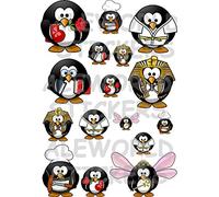 AWS Set de 16 stickers pingouins professionnels métiers amusants funny penguins imperméables adaptés pour meubles chambre d'enfant pour voiture moto en 2 formats autocollants vinyle pingouin