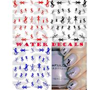 AWS Set Water decals Gecho Geko Gechi Feuille à ongles Nail Art Gecho Stickers transfert à l'eau Sheet of Geckos Autocollants transfert de couleurs variantes Autocollant Lizard Lézard Construction