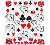 AWS Set Water decals Poker Axes ongles Nail Art autocollants Écrous transférables à l'eau Feuille Stickers Aces Dices Transfer Semi Cartes Fleurs Coeurs Piques Carrés Ace (Poker Axe et Semi Cartes)