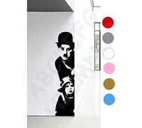 AWS Sticker Charlie Chaplin Wall STICKERS "le monello" vinyle mural décoration murale 3 tailles et 7 couleurs disponibles (100 cm x 23 cm, noir)