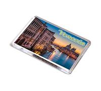 AWS Venezia Aimant en PVC rigide pour réfrigérateur en plastique dur avec image photo Panorama City Venice Italie Laguna Gondole